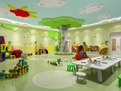 现代幼儿园游玩区3D模型下载